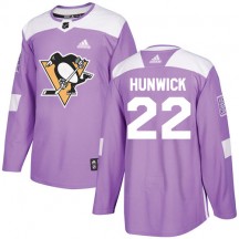 Youth Adidas Pittsburgh Penguins Matt Hunwick Purple Fights Cancer Practice Jersey - Authentic