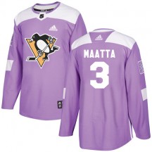 Men's Adidas Pittsburgh Penguins Olli Maatta Purple Fights Cancer Practice Jersey - Authentic