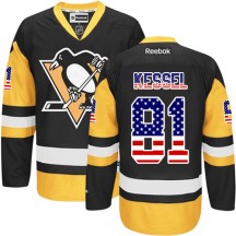Men's Reebok Pittsburgh Penguins Phil Kessel Black/Gold USA Flag Fashion Jersey - Premier