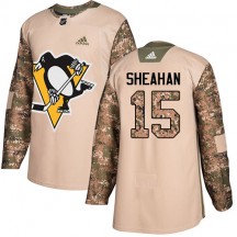 Men's Adidas Pittsburgh Penguins Riley Sheahan Camo Veterans Day Practice Jersey - Authentic
