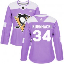 Women's Adidas Pittsburgh Penguins Tom Kuhnhackl Purple Fights Cancer Practice Jersey - Authentic