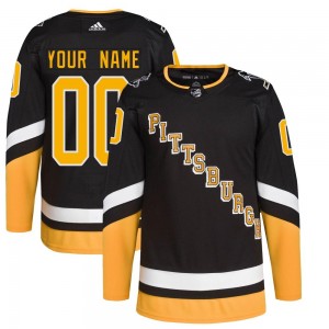 Youth Adidas Pittsburgh Penguins Custom Black Custom 2021/22 Alternate Primegreen Pro Player Jersey - Authentic