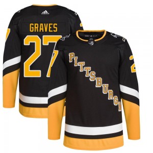 Youth Adidas Pittsburgh Penguins Ryan Graves Black 2021/22 Alternate Primegreen Pro Player Jersey - Authentic