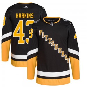 Youth Adidas Pittsburgh Penguins Jansen Harkins Black 2021/22 Alternate Primegreen Pro Player Jersey - Authentic