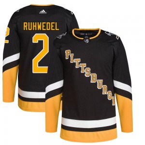 Youth Adidas Pittsburgh Penguins Chad Ruhwedel Black 2021/22 Alternate Primegreen Pro Player Jersey - Authentic