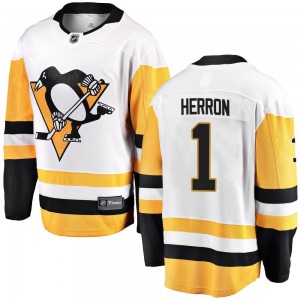 Youth Fanatics Branded Pittsburgh Penguins Denis Herron White Away Jersey - Breakaway