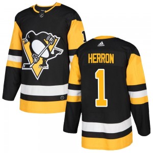Youth Adidas Pittsburgh Penguins Denis Herron Black Home Jersey - Authentic