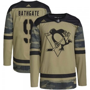 Youth Adidas Pittsburgh Penguins Andy Bathgate Camo Military Appreciation Practice Jersey - Authentic