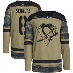 Youth Adidas Pittsburgh Penguins Dave Schultz Camo Military Appreciation Practice Jersey - Authentic