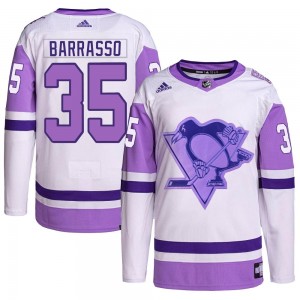 Men's Adidas Pittsburgh Penguins Tom Barrasso White/Purple Hockey Fights Cancer Primegreen Jersey - Authentic