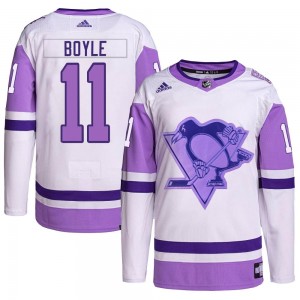 Men's Adidas Pittsburgh Penguins Brian Boyle White/Purple Hockey Fights Cancer Primegreen Jersey - Authentic