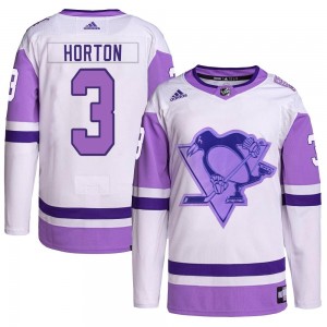 Men's Adidas Pittsburgh Penguins Tim Horton White/Purple Hockey Fights Cancer Primegreen Jersey - Authentic
