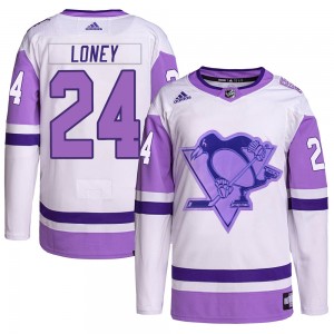 Men's Adidas Pittsburgh Penguins Troy Loney White/Purple Hockey Fights Cancer Primegreen Jersey - Authentic