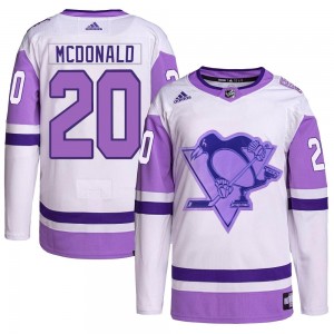 Men's Adidas Pittsburgh Penguins Ab Mcdonald White/Purple Hockey Fights Cancer Primegreen Jersey - Authentic