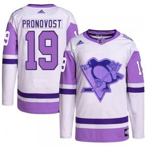 Men's Adidas Pittsburgh Penguins Jean Pronovost White/Purple Hockey Fights Cancer Primegreen Jersey - Authentic