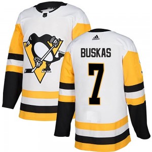 Youth Adidas Pittsburgh Penguins Rod Buskas White Away Jersey - Authentic