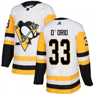 Youth Adidas Pittsburgh Penguins Alex D'Orio White Away Jersey - Authentic