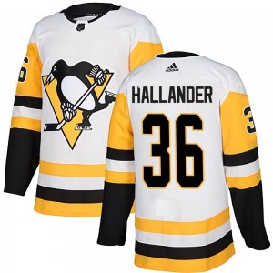Youth Adidas Pittsburgh Penguins Filip Hallander White Away Jersey - Authentic