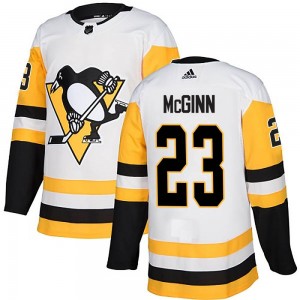 Youth Adidas Pittsburgh Penguins Brock McGinn White Away Jersey - Authentic