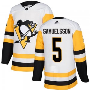 Youth Adidas Pittsburgh Penguins Ulf Samuelsson White Away Jersey - Authentic