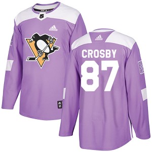 Men's Adidas Pittsburgh Penguins Sidney Crosby Purple Fights Cancer Practice Jersey - Authentic
