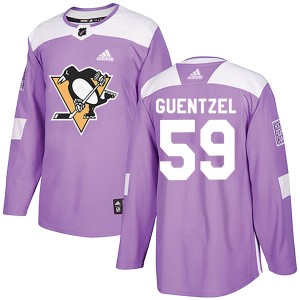 Men's Adidas Pittsburgh Penguins Jake Guentzel Purple Fights Cancer Practice Jersey - Authentic