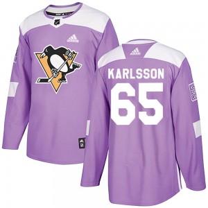 Men's Adidas Pittsburgh Penguins Erik Karlsson Purple Fights Cancer Practice Jersey - Authentic
