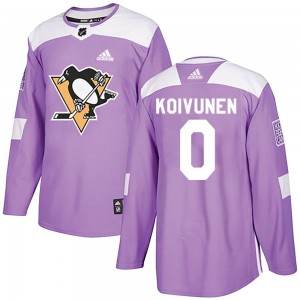 Men's Adidas Pittsburgh Penguins Ville Koivunen Purple Fights Cancer Practice Jersey - Authentic