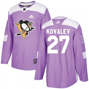 Men's Adidas Pittsburgh Penguins Alex Kovalev Purple Fights Cancer Practice Jersey - Authentic