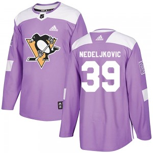 Men's Adidas Pittsburgh Penguins Alex Nedeljkovic Purple Fights Cancer Practice Jersey - Authentic