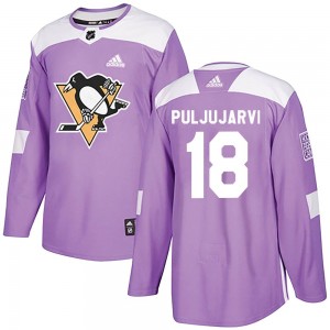 Men's Adidas Pittsburgh Penguins Jesse Puljujarvi Purple Fights Cancer Practice Jersey - Authentic