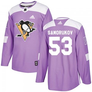 Men's Adidas Pittsburgh Penguins Dmitri Samorukov Purple Fights Cancer Practice Jersey - Authentic