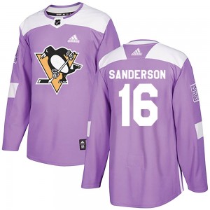 Men's Adidas Pittsburgh Penguins Derek Sanderson Purple Fights Cancer Practice Jersey - Authentic