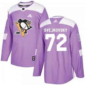 Men's Adidas Pittsburgh Penguins Lukas Svejkovsky Purple Fights Cancer Practice Jersey - Authentic