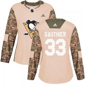 Women's Adidas Pittsburgh Penguins Taylor Gauthier Camo Veterans Day Practice Jersey - Authentic