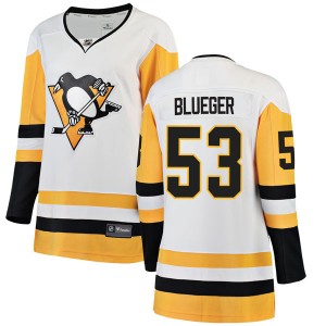 Women's Fanatics Branded Pittsburgh Penguins Teddy Blueger Blue White Away Jersey - Breakaway