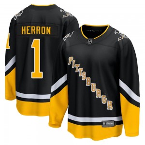 Youth Fanatics Branded Pittsburgh Penguins Denis Herron Black 2021/22 Alternate Breakaway Player Jersey - Premier