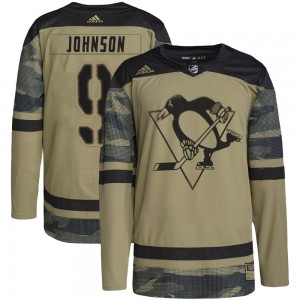 Men's Adidas Pittsburgh Penguins Mark Johnson Camo Military Appreciation Practice Jersey - Authentic