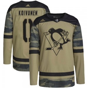 Men's Adidas Pittsburgh Penguins Ville Koivunen Camo Military Appreciation Practice Jersey - Authentic