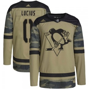 Men's Adidas Pittsburgh Penguins Cruz Lucius Camo Military Appreciation Practice Jersey - Authentic