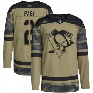 Men's Adidas Pittsburgh Penguins Jim Paek Camo Military Appreciation Practice Jersey - Authentic