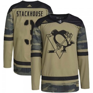 Men's Adidas Pittsburgh Penguins Ron Stackhouse Camo Military Appreciation Practice Jersey - Authentic