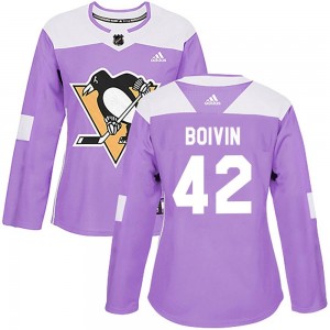 Women's Adidas Pittsburgh Penguins Leo Boivin Purple Fights Cancer Practice Jersey - Authentic