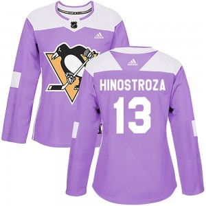 Women's Adidas Pittsburgh Penguins Vinnie Hinostroza Purple Fights Cancer Practice Jersey - Authentic