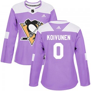 Women's Adidas Pittsburgh Penguins Ville Koivunen Purple Fights Cancer Practice Jersey - Authentic