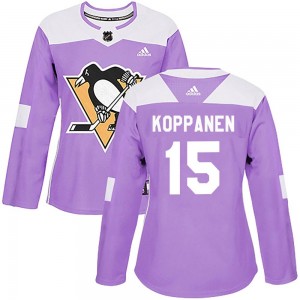 Women's Adidas Pittsburgh Penguins Joona Koppanen Purple Fights Cancer Practice Jersey - Authentic