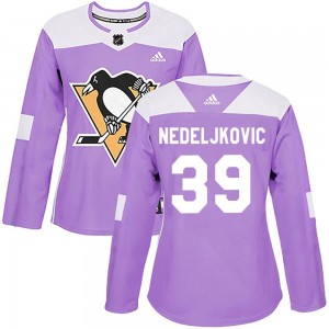 Women's Adidas Pittsburgh Penguins Alex Nedeljkovic Purple Fights Cancer Practice Jersey - Authentic