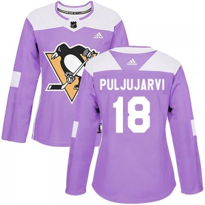 Women's Adidas Pittsburgh Penguins Jesse Puljujarvi Purple Fights Cancer Practice Jersey - Authentic