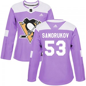 Women's Adidas Pittsburgh Penguins Dmitri Samorukov Purple Fights Cancer Practice Jersey - Authentic