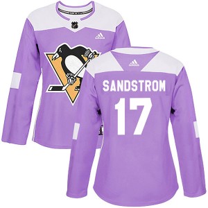 Women's Adidas Pittsburgh Penguins Tomas Sandstrom Purple Fights Cancer Practice Jersey - Authentic